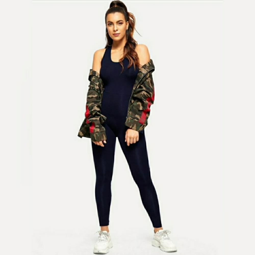 ONE NAVY XL LEFT❤ CrissCross Back Jumpsuit - Picture 4 of 10